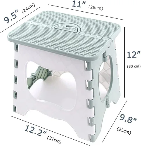 Vista 8 de Taburete plegable compacto de plástico plegable con capacidad para hasta 200 libras, 12 pulgadas, 11.8 in, antideslizante (azul) 1 unidad