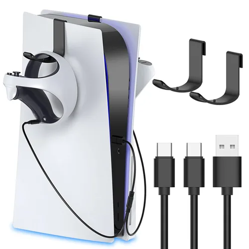 YUANHOT Kit de carga de controlador para cable de carga y soporte PS VR2, cable de carga 2 en 1 para controlador Playstation 5 VR2, paquete de 2