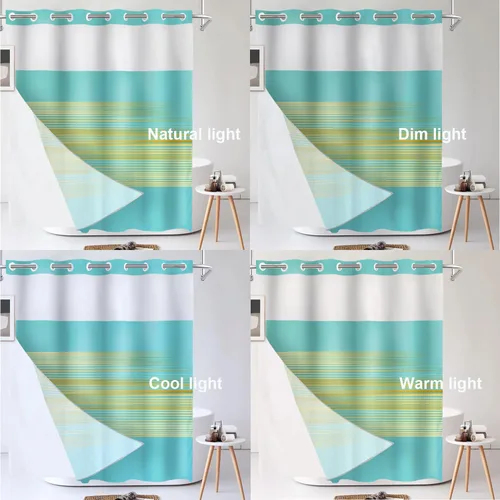 Vista 457 de Shrahala Father and Child Embracing No Hooks Shower Curtain with Snap in Liner Set, Tender Moment Captured Bathroom Décor Polyester Fiber Waterproof