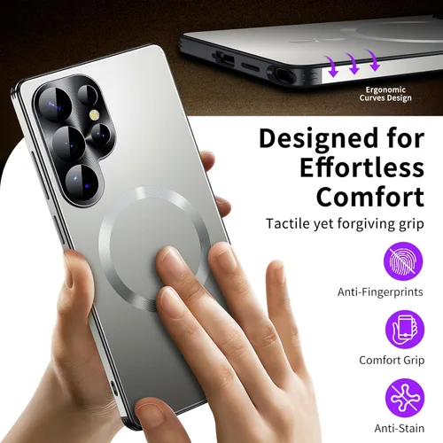 Vista 7 de Funda para Galaxy S24 Ultra, apta para MagSafe, compatible con Samsung S24 Ultra, color plateado