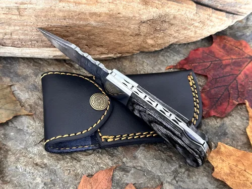 Vista 3 de Cuchillo plegable de bolsillo de acero de damasco WINTERFELL hecho a mano, cuchillos de alta calidad de 6.5 pulgadas, cuchillo de bolsillo pequeño