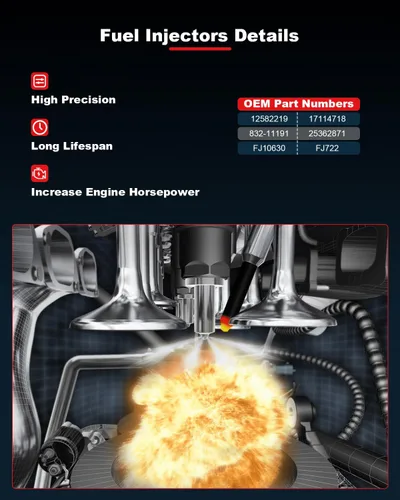 Vista 4 de 4 inyectores de combustible de gran rendimiento 12582219 832-11191 compatibles con 2005-2010 para cobalto 2puertas Coupé 2.2L 2007-2010 para G5