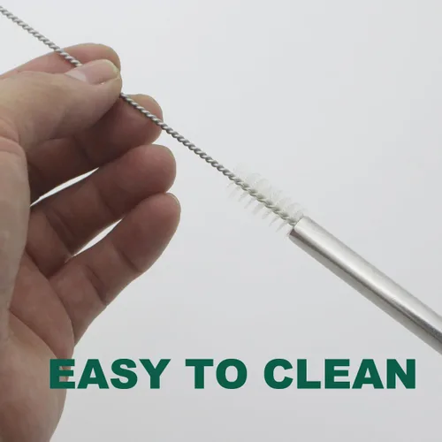 Vista 4 de Paquete de 12 popotes de metal extra cortos de 4.7 pulgadas, popotes reutilizables de acero inoxidable con cepillo de limpieza para tazas de café