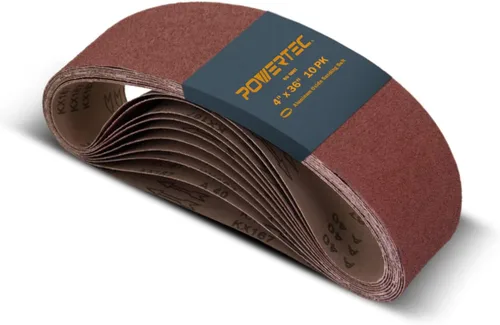 Vista 12 de POWERTEC 10 correas de lijado de 4 x 36 pulgadas, óxido de aluminio de grano 40, bandas de lijado de 4 x 36 pulgadas para lijadora de disco y banda
