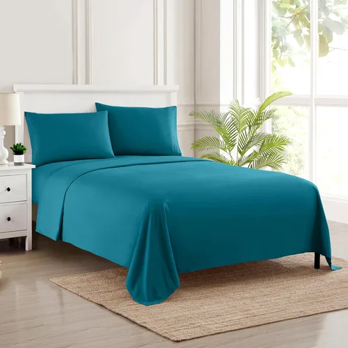 Vista 69 de Juego de sábanas extrasuaves de tamaño individual, ropa de cama transpirable y lujosa con correas elásticas integradas para las esquinas, colección
