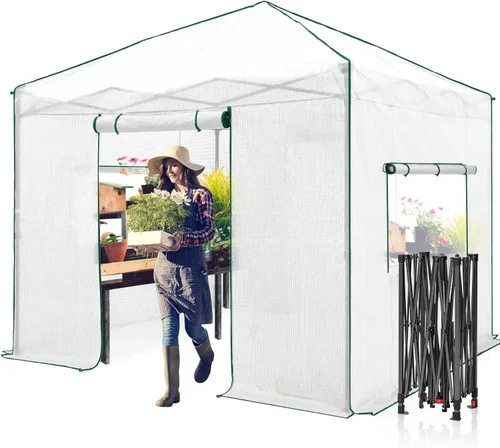 Vista 16 de EAGLE PEAK - Invernadero instantáneo emergente, para plantas de interior y exterior, con puertas con cremallera enrollables y ventanas laterales