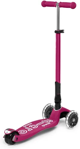 Vista 2 de Micro Kickboard – Maxi Deluxe plegable LED – Triciclo, inclinarse para dirigir, plegable para llevar – Micro patinete suizo diseñado para niños