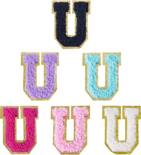 Vista 237 de 6 piezas de parches de letras de chenilla autoadhesivas, parches de letras preppy de 2 pulgadas para bolsos, ropa y sombreros, grandes pegatinas