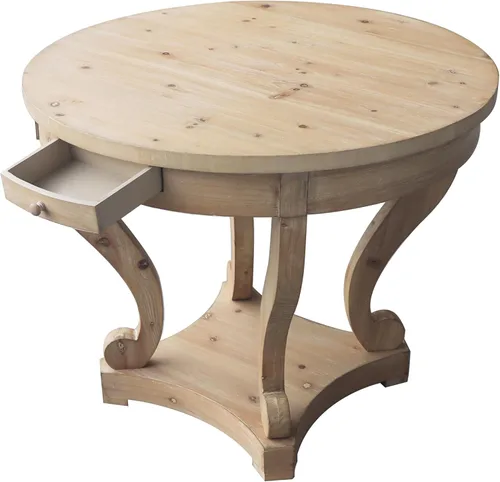 Vista 8 de Mesa auxiliar redonda de tamaño pequeño con patas curvas, estilo granja, mesa auxiliar para comedor, cocina, comedor o sala de estar, grano