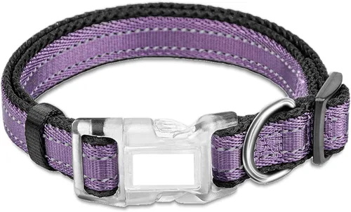 Vista 10 de Collar reflectante para perros grandes, collar de malla acolchado para perros grandes, collar ajustable para mascotas con hebilla de liberación Gris