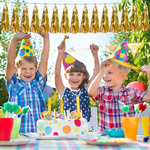 Vista 5 de 4P Guirnalda de Borla de Flecos de Aluminio Metálico Negro para Flotas de Desfile, Despedida de Soltera, Boda, Cumpleaños, Halloween, Navidad