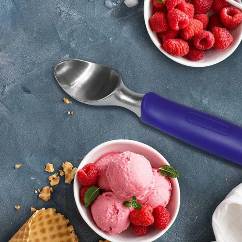 Vista 5 de Cuchara de helado de acero inoxidable sólido morado Púrpura