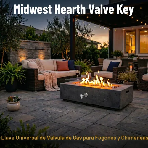 Vista 2 de Midwest Hearth - Llave de válvula universal para fogones y chimeneas de gas, cromado pulido