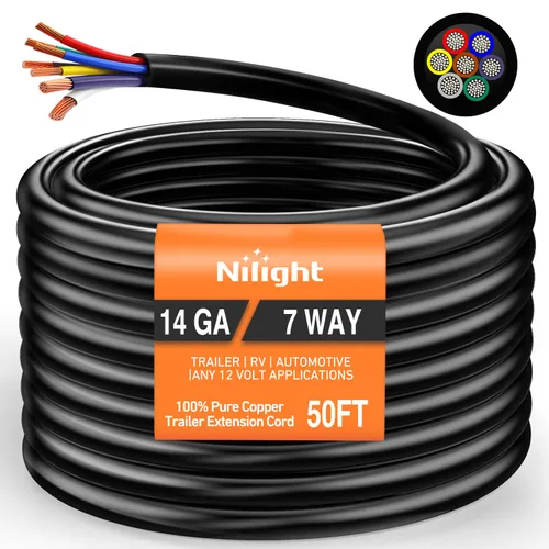 Vista 22 de Nilight - 50048R Caja de Conexiones Eléctrica de 7 Vías para Remolque, Conector de Cable para Remolque de 7 Terminales, Caja de Conexiones