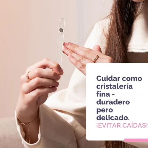 Vista 7 de Bona Fide Beauty Limas de uñas de vidrio checo para uñas naturales (transparente) - 1 pieza Lima de uñas de cristal, lima de vidrio nano con estuche