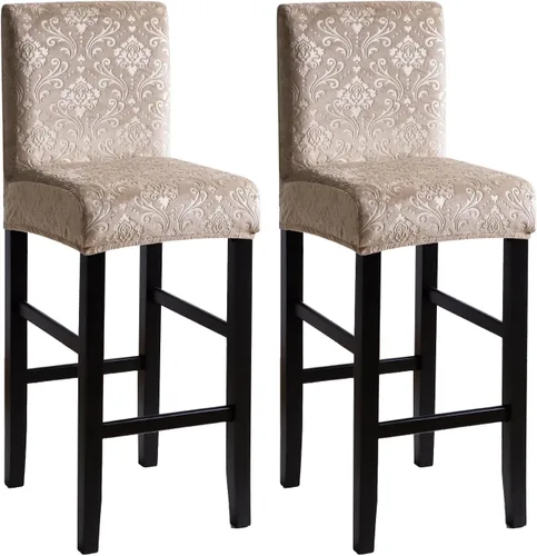 Vista 36 de FORCHEER Juego de 2 fundas negras para taburete de bar con respaldo, fundas de cuero para taburetes de bar con respaldo corto, extraíbles y lavables