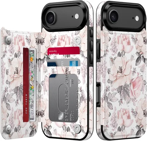 Vista 453 de LETO para iPhone 15 Pro Funda tipo cartera - Tapa tipo folio con patada - Diseños de moda - Tarjetero - Funda protectora para mujeres y niñas - 6.1