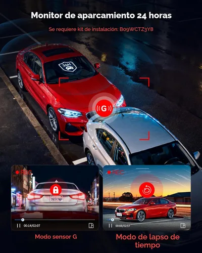 Vista 6 de REDTIGER Dash Cam 4K frontal y 1080P trasero, sensor STARVIS 2, WiFi de 5.8 GHz (20 MB/s), GPS, WDR y visión nocturna HDR, gran angular de 170°