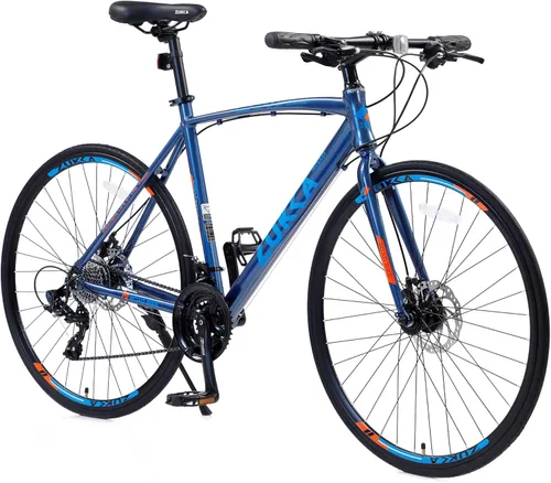 L-TWOO Bicicleta de carretera 700C, ruedas de 3 x 8/24 velocidades, freno de disco dual, manillar recto, sistema de accionamiento suave, bicicleta