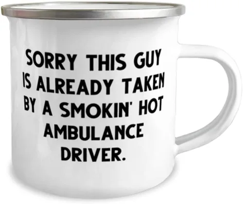 Vista 2 de Ambulance driver Gifts For Coworkers, Sorry This Guy Is', Appreciation Ambulance driver 12oz Camper Mug, From Colleagues, Emergency medical