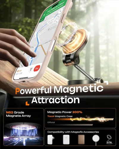 Vista 1216 de TOCOL Funda para iPhone 11, compatible con Magsafe, protección completa de cámara, imanes integrados, protección contra caídas, funda translúcida