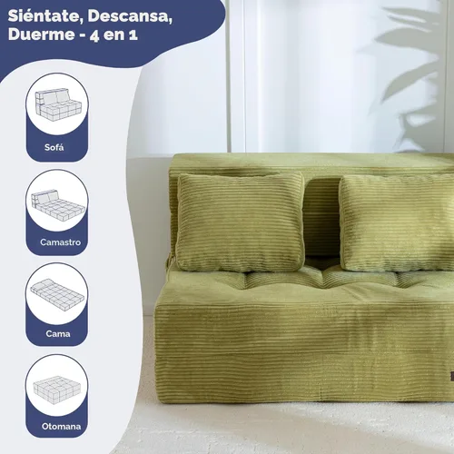 Vista 7 de MAXYOYO Sofá Cama Convertible, Sofá Cama Plegable con Almohada, Sofá Cama Plegable Acolchado 4 en 1 de Espuma para Piso, Silla Perezosa para Sala