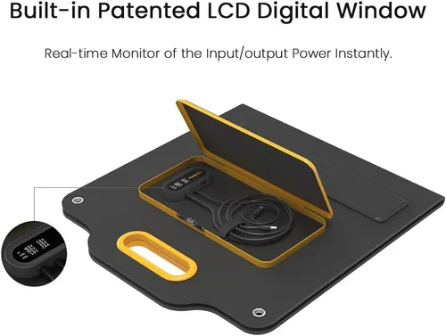 Vista 2 de Panel solar portátil de 120 vatios 18V con 16,4 pies16.4 ft de cable de extensión de DC