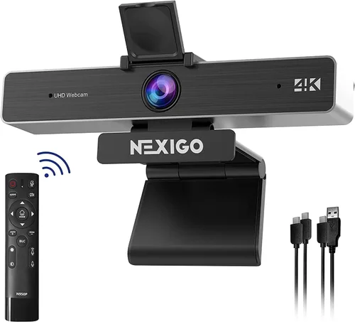 Vista 4 de NexiGo N930E Pro, cámara web 4K con luz de anillo, enfoque automático PDAF, 1080P @60FPS, micrófonos con doble cancelación de ruido, obturador