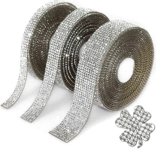 Vista 14 de Locacrystal Cinta de Cristal Brillante con Diamantes de Imitación Autoadhesiva para Planchar DIY con Purpurina Pegatinas de Diamantes
