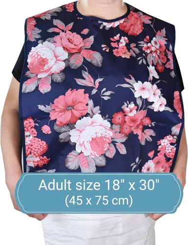 Vista 5 de Celley 3 Pack Adult Bibs for Eating with Crumb Catcher Washable and Reusable Clothing Protectors for Elderly Women