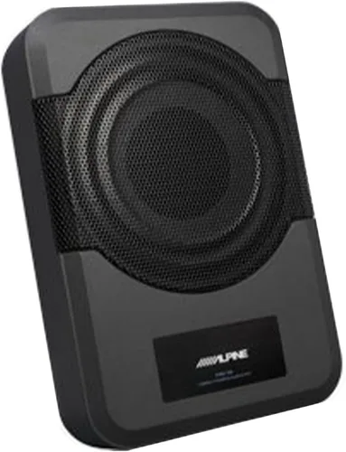 Alpine Subwoofer amplificado de 8" (PWE-S8) 120W Subwoofer compacto con alimentación para coche de 8", para debajo o detrás del asiento