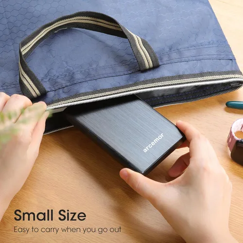 Vista 4 de Disco duro externo portátil de 500 GB USB3.0 Ultra Slim HDD de 2.5 pulgadas para PC, Mac, laptop, Chromebook, Xbox One (negro, 500GB)