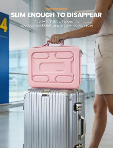 Vista 10 de DOMISO Funda para portátil de 13.3 pulgadas con asa, bolsa de computadora a prueba de golpes, funda protectora impermeable de EVA para portátiles