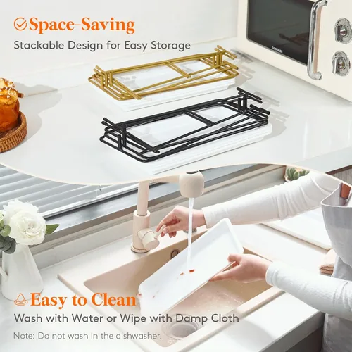 Vista 9 de Lifewit Bandeja para servir de 3 niveles, 12" x 6.5" platos de plástico blanco escalonados para servir alimentos, soporte de bandeja escalonada