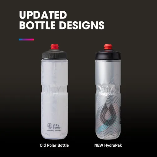 Vista 3 de HydraPak Polar Bottle - Botella de agua para bicicleta con aislamiento Polar Surge, paquete de 2 unidades, botella exprimible de alto flujo