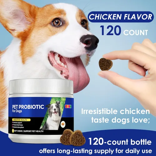 Vista 3 de Probióticos para perros con enzimas digestivas y prebióticos - Alivio de la diarrea, apoyo a la salud intestinal, función inmune y antipicazón