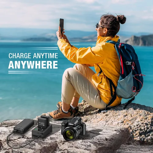 Vista 6 de FirstPower Paquete de 2 baterías EN-EL14/EN-EL14a y cargador USB dual para Nikon D3100 D3200 D3300 D3400 D3500 D5100 D5200 D5300 D5500 D5600 DF