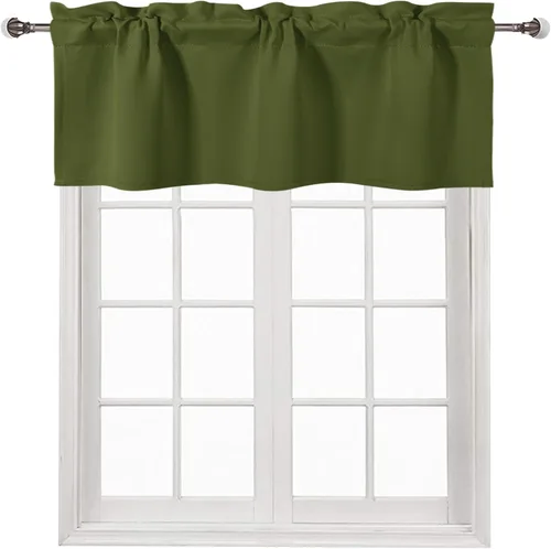 Vista 72 de DWCN Cenefa para ventana de cocina, con bolsillo para barra, para ventana, sala de estar/sótano, 36 x 16 pulgadas de largo, 1 panel, beige