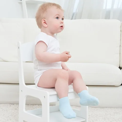 Vista 6 de Zaples - Calcetines altos hasta el tobillo para bebé con base antideslizante, unisex
