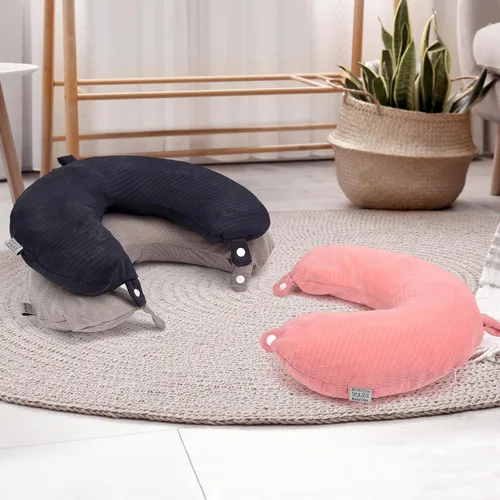Vista 6 de Zebrabox Funda de almohada de viaje para cuello en forma de U, fundas de repuesto suaves y lisas, color negro (solo funda de almohada, sin relleno)