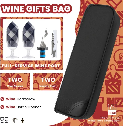 Vista 5 de ALLCAMP - Bolsa de vino con compartimento refrigerador, juego de picnic que lleva dos juegos de vajilla