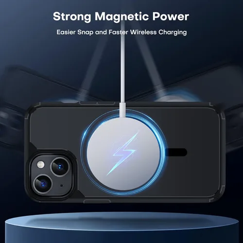 Vista 8 de TAURI Funda magnética 5 en 1 diseñada para iPhone 14 para iPhone 13, [compatible con MagSafe] con 2 protectores de pantalla + 2 protectores de lente