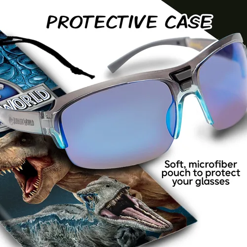 Vista 5 de Universal Studios Jurassic World - Gafas de sol para niños, elegantes, cómodas y duraderas, con protección UV, con funda de transporte suave