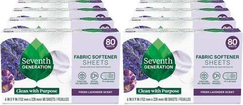 Vista 8 de Seventh Generation Hojas de secado sin suavizante de tela transparente y sin fragancia, 80 hojas (paquete de 4)