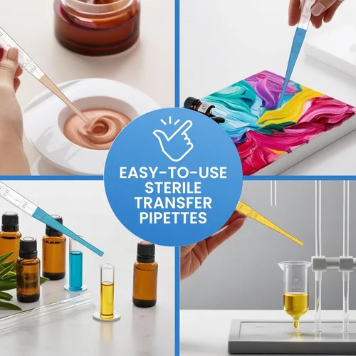 Vista 7 de Pipetas de transferencia de 0.1 fl oz, 500 unidades, cuentagotas de plástico desechables para aceites, manualidades y líquidos, herramientas