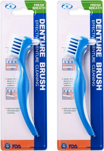 Vista 4 de Paquete de 2 cepillos de dientes limpios para dentaduras postizas con cerdas ordinarias o duras múltiples capas, cerdas ordinarias o duras dobles