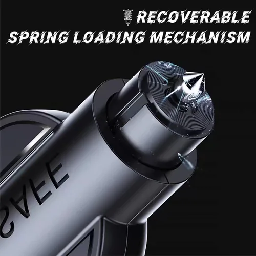 Vista 5 de Cortador de cinturón de seguridad para romper ventanas, herramienta de escape de emergencia con resorte para automóvil, llavero rompecristales