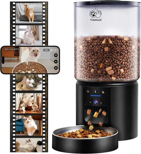 Vista 10 de Comedero automático para gatos con WiFi 5G: comedero automático para perros de 5 litros con salida sellada, dispensador automático de alimentos