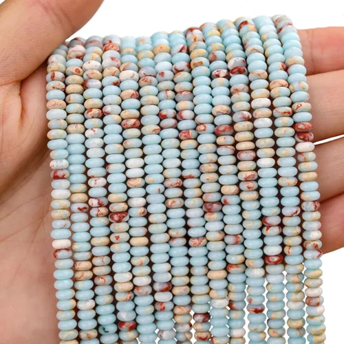 Vista 8 de BONNY BOXX 1 hebra (150 piezas) Cuentas naturales de turquesa africana de 2 * 4 mm, cuentas de disco de ábaco de piedra natural, cuentas sueltas