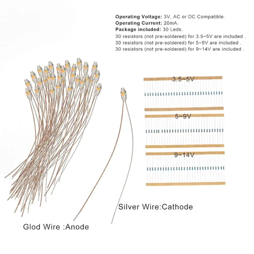 Vista 11 de Evemodel 30 unids pre-cableado micro Litz alambre Bule 0603 SMD LED luz 7.8 '' alambre resina cubierta impermeable CD0603B
